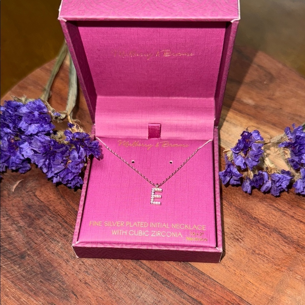 Silver Initial Necklace with Cubic Zirconia